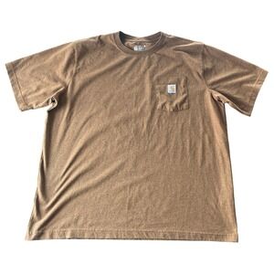 Carhartt Relaxed Fit Pocket T Shirt 2XL‎ Brown Workwear Heavyweight Streetwear